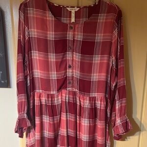 Matilda Jane Red and White Plaid Button-Front Dress